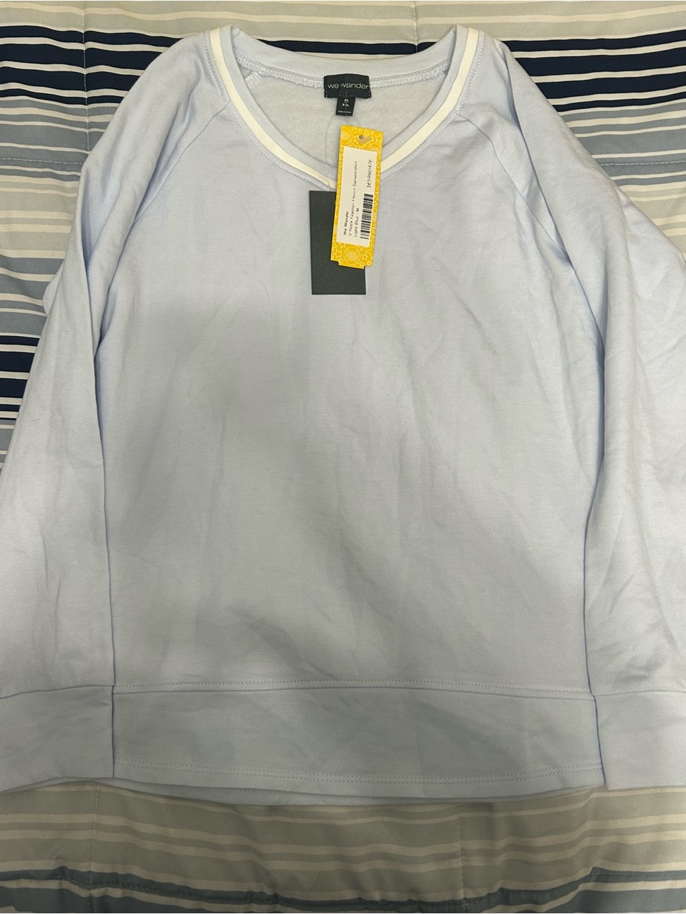Light Blue V-Neck Pullover Sweatshirt